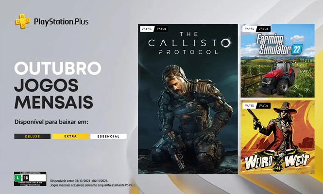 PlayStation Plus de outubro contará com The Callisto Protocol, Farming Simulator 22, Weird West