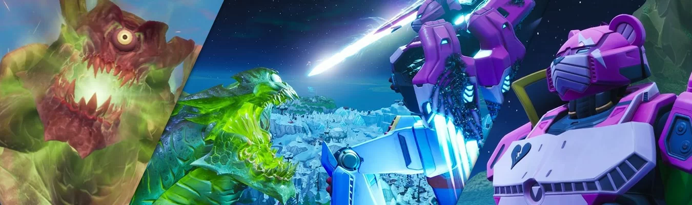 Final da 9ª temporada de Fortnite transforma o jogo em palco para luta entre um robô e monstro gigante